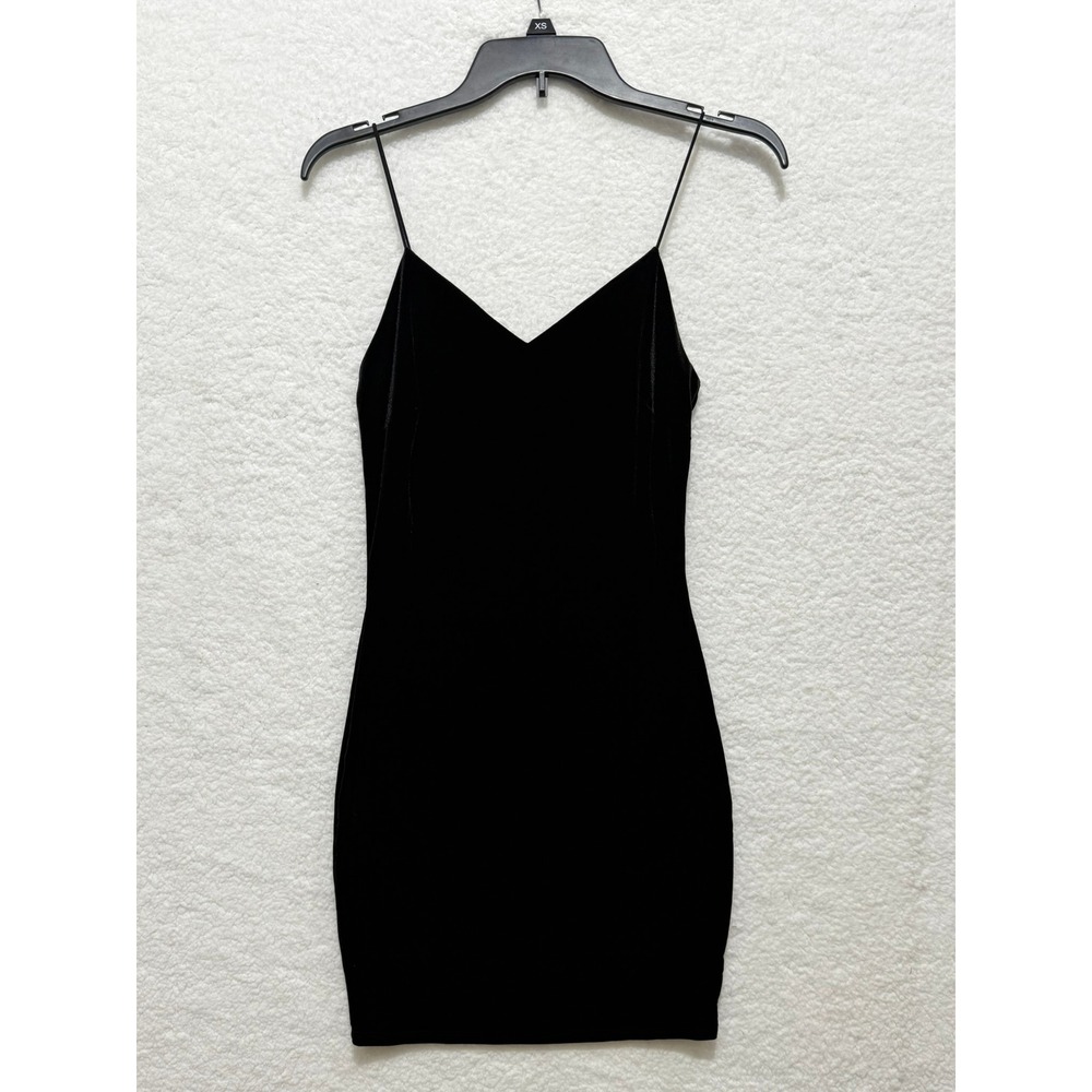Mist Rose Black Velvet Mini Dress Spaghetti‎ Strap Sleeveless Party Cocktail